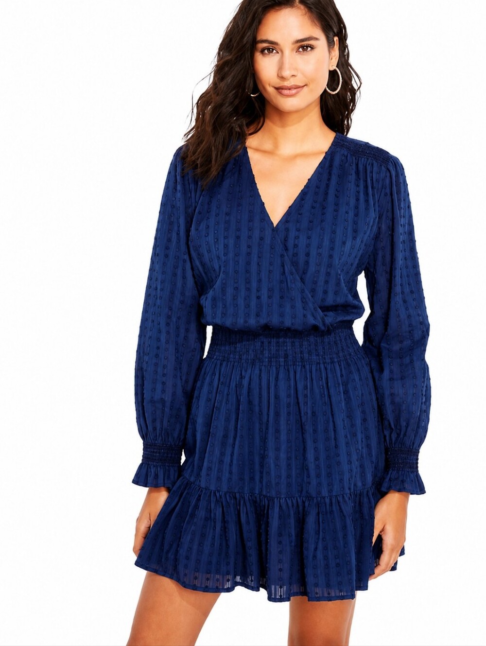 Vineyard Vines Blue Swiss Dot Ruffle Hem Mini‎ Dress